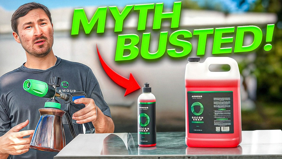 Bradley tests Decon Soap on coated paint to compare water beading after washing.